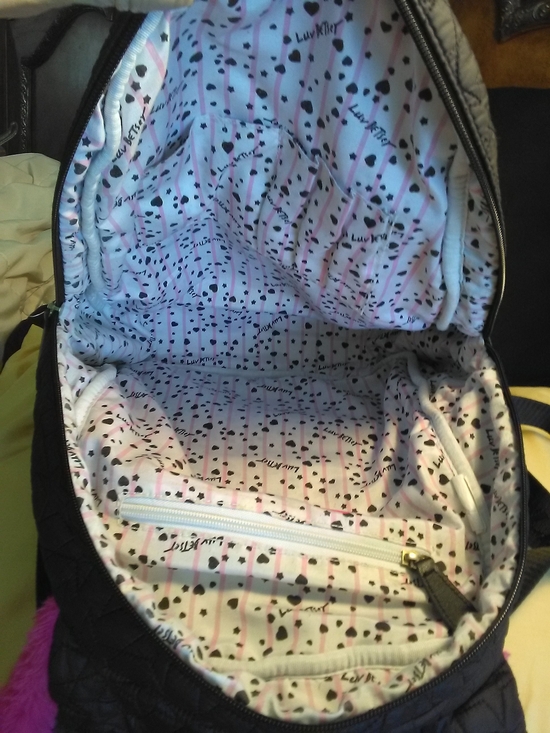 GREAT COND. FUN BETSY JOHNSON Quilted Backpack PINK ATTCHED FAUX FUR HOODIE main image 10
